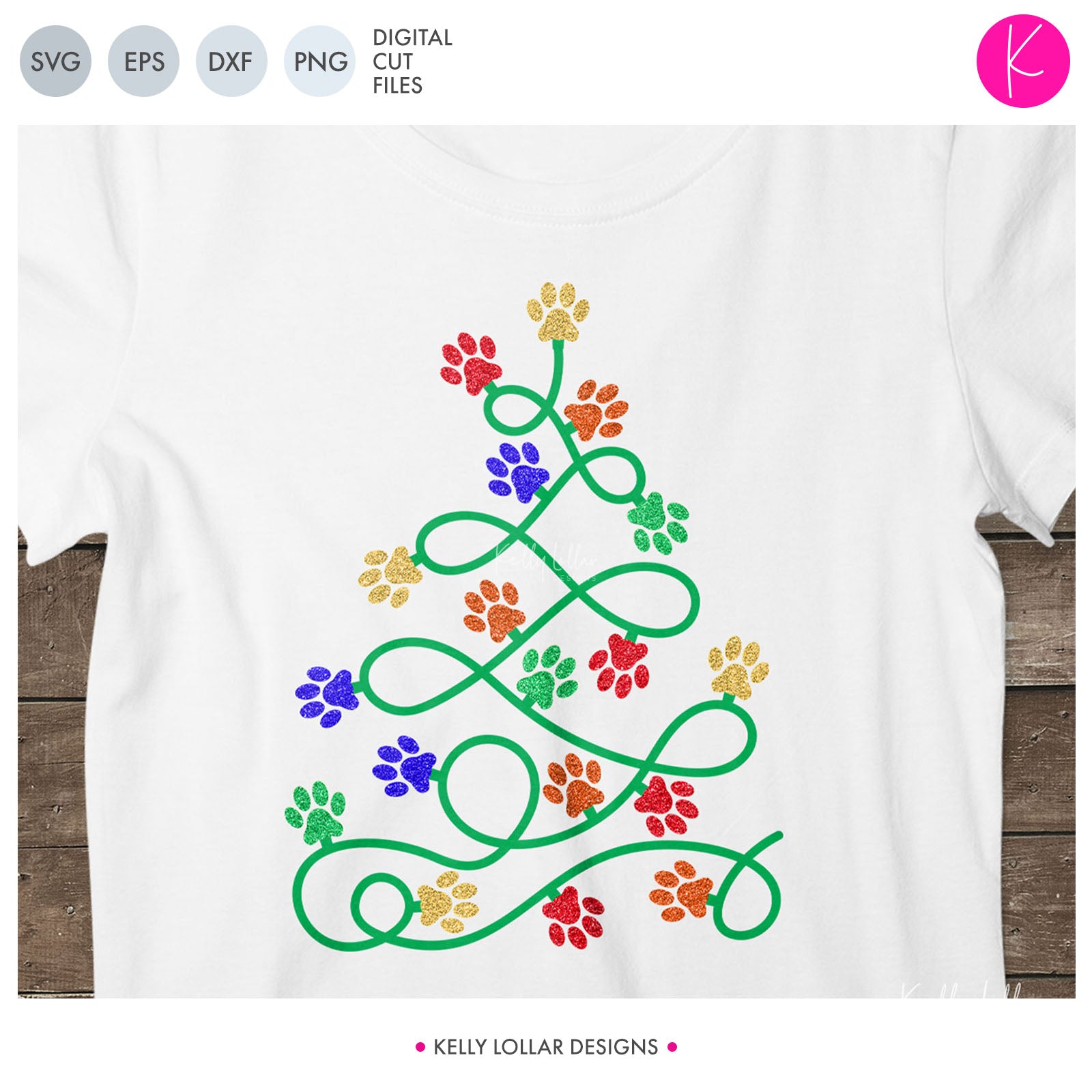 Paw Print Christmas Tree | SVG DXF EPS PNG Cut Files