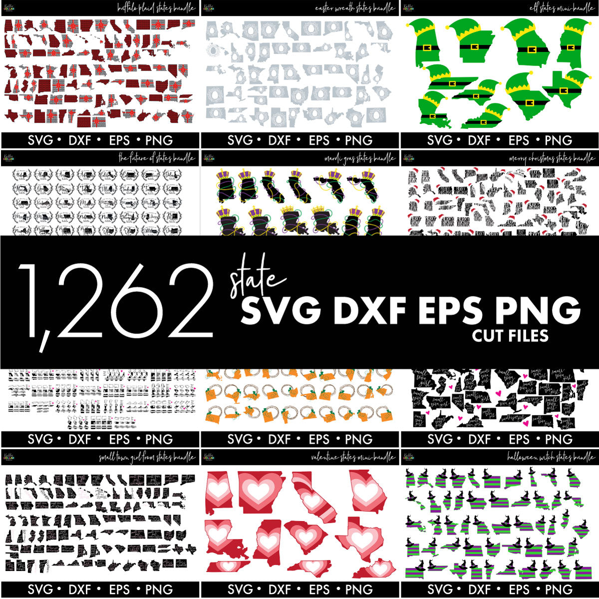 All the States Bundle | SVG DXF EPS PNG Cut Files