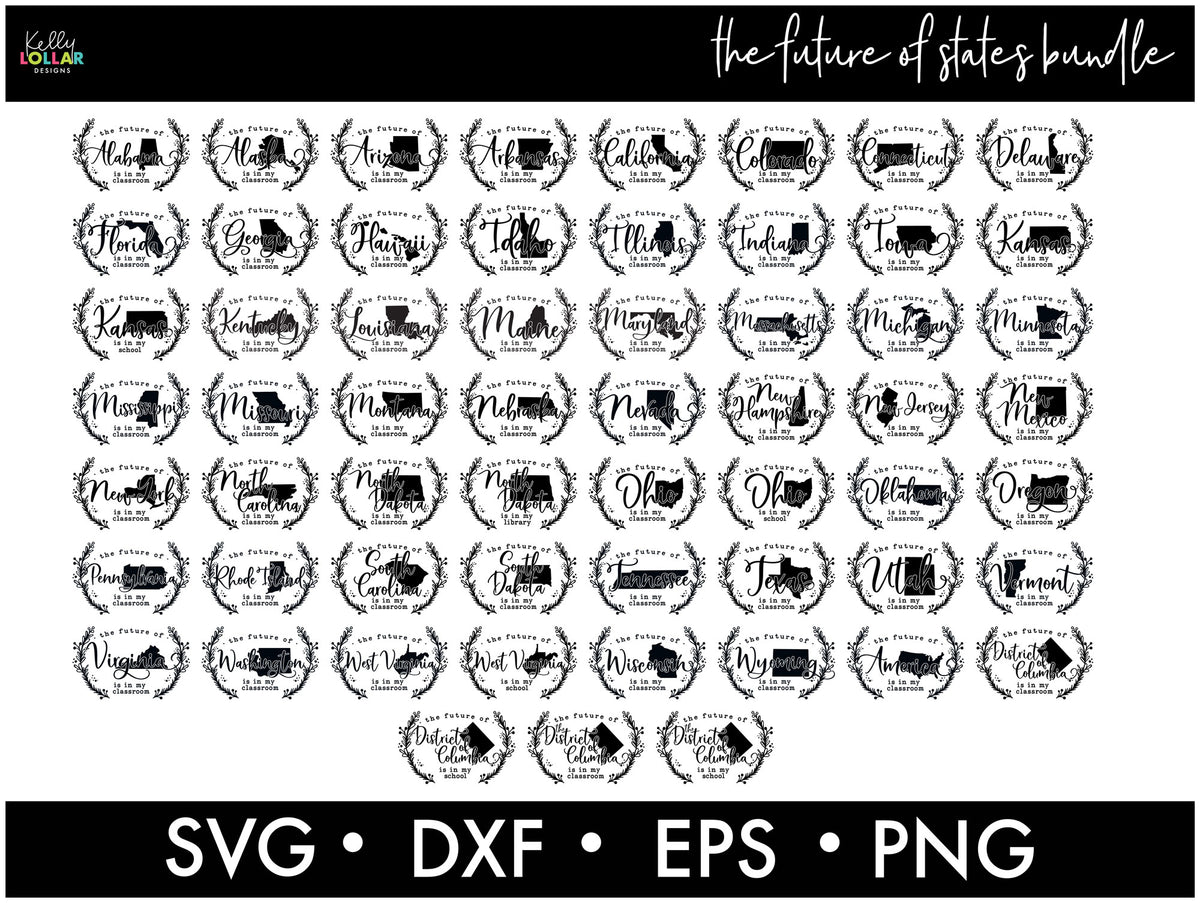 All the States Bundle | SVG DXF EPS PNG Cut Files