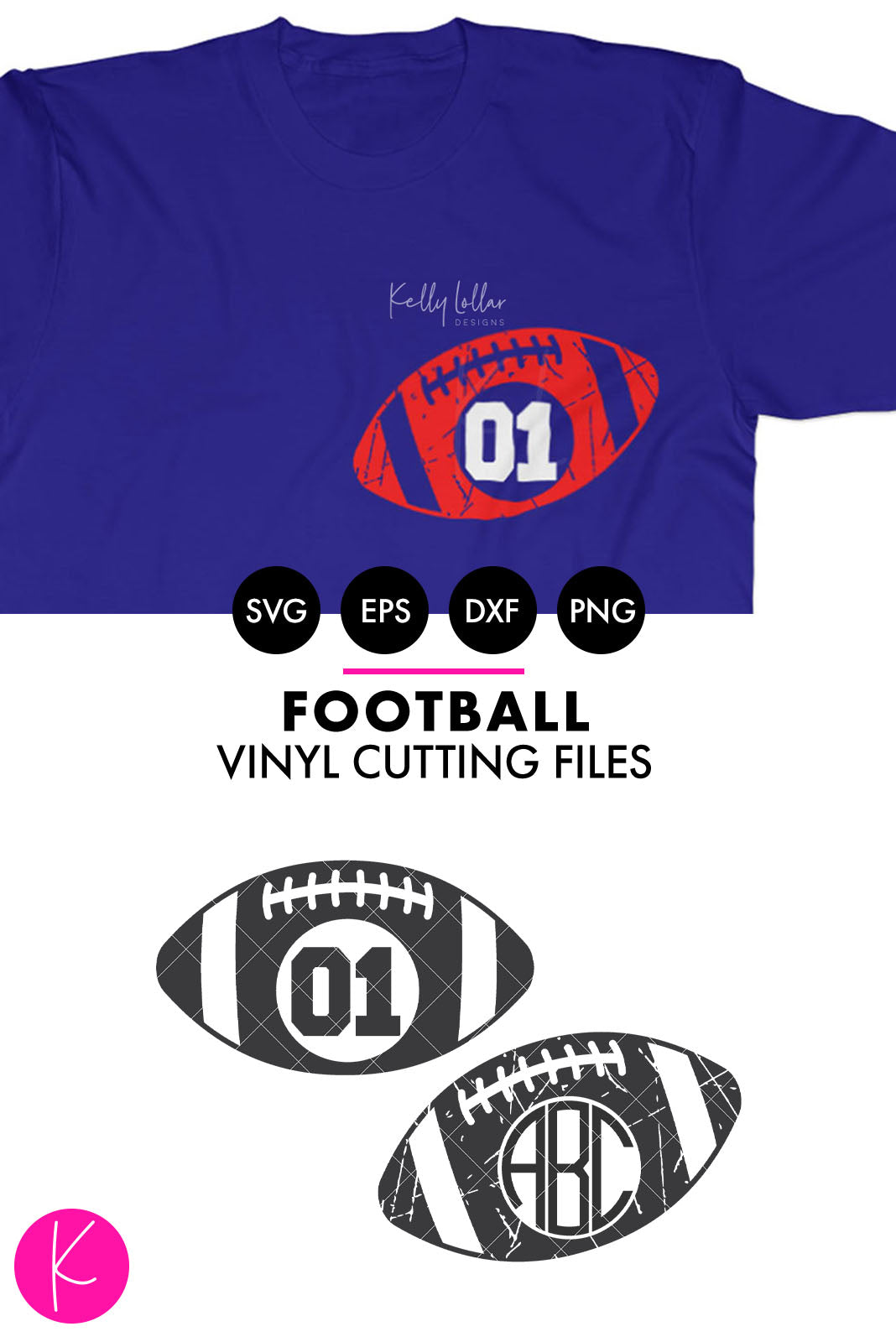 Football Monogram Frames | SVG DXF EPS PNG Cut Files