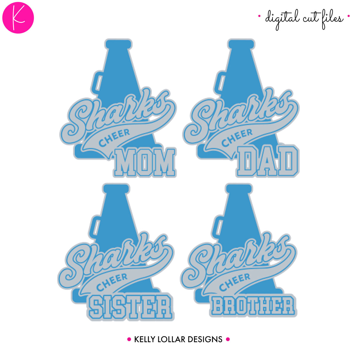 Sharks Cheer Bundle | SVG DXF EPS PNG Cut Files