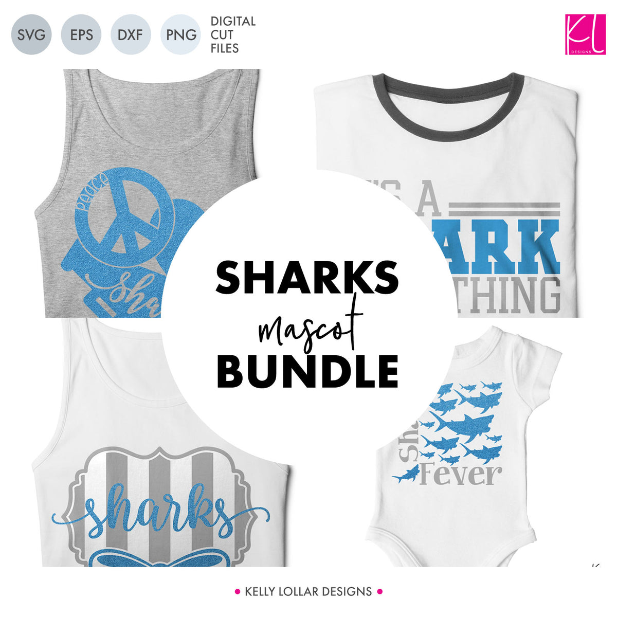 Sharks Mascot Bundle | SVG DXF EPS PNG Cut Files