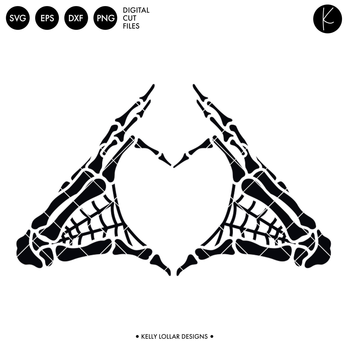 Skeleton Hands Heart | SVG DXF EPS PNG Cut Files