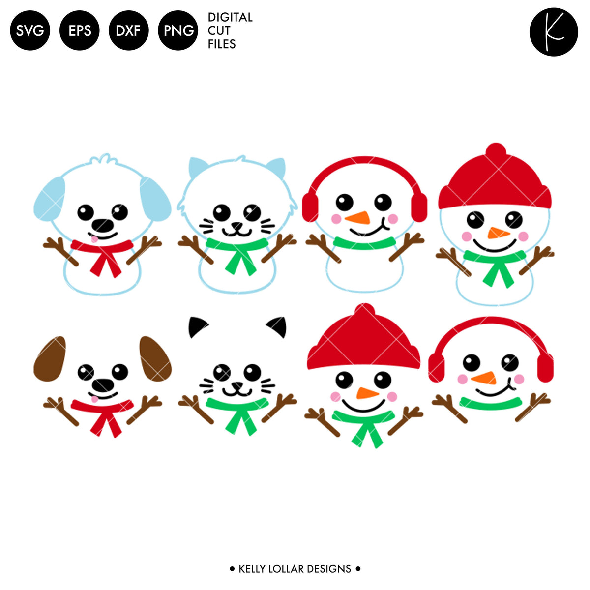 Cute Snowman Family Pack | SVG DXF EPS PNG Cut Files
