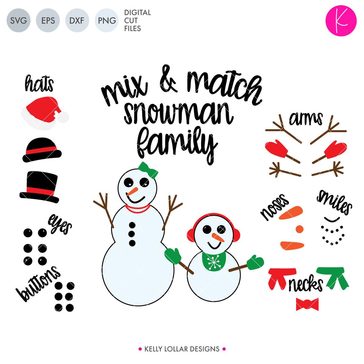 Snowman Family Pack | SVG DXF EPS PNG Cut Files