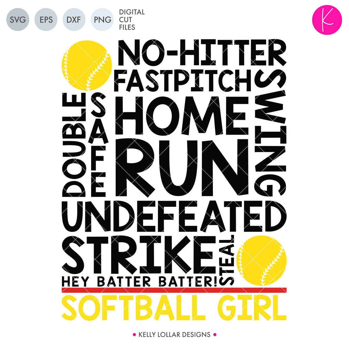 Softball Girl | SVG DXF EPS PNG Cut Files