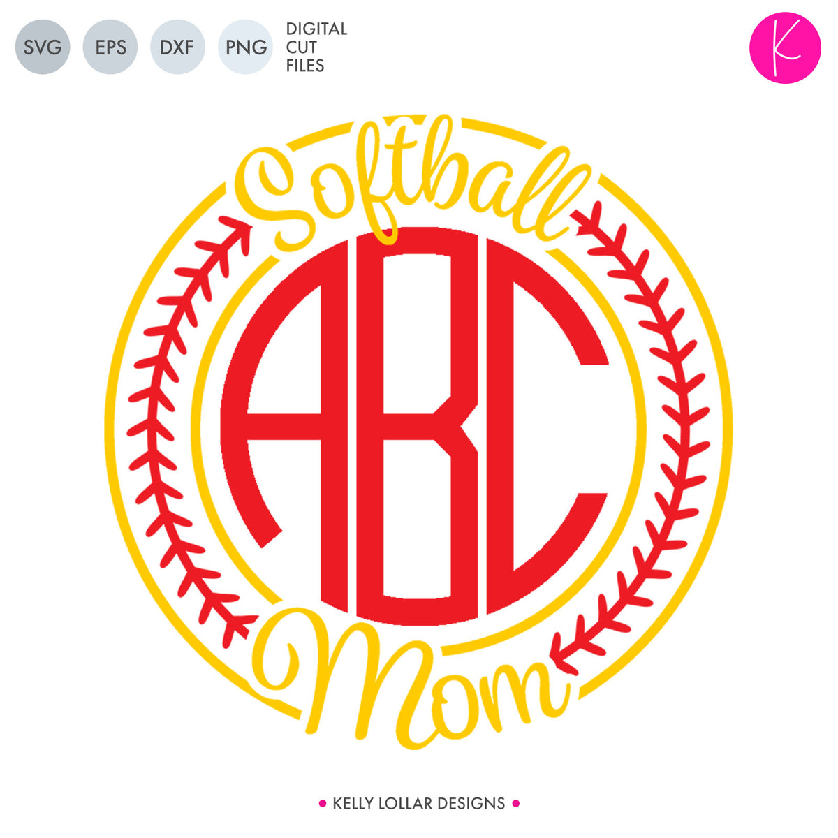 Softball Mom Monogram | SVG DXF EPS PNG Cut Files