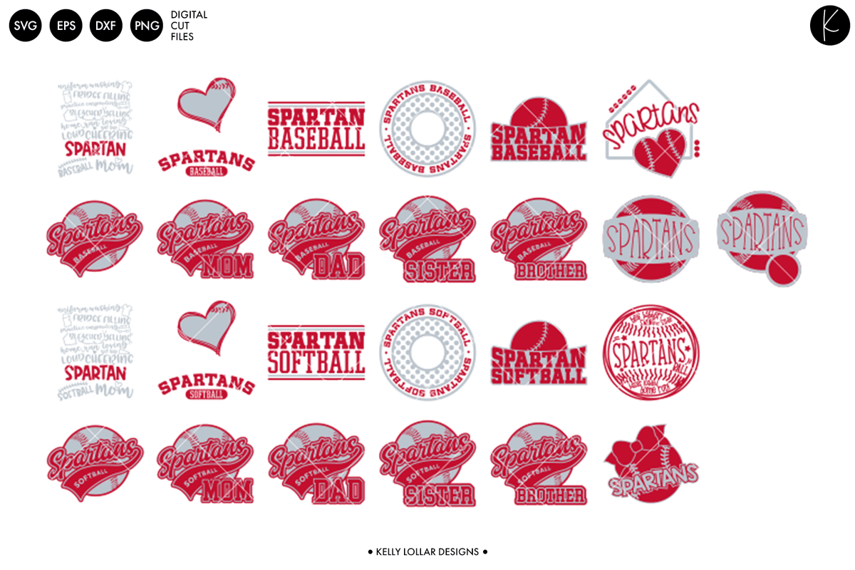 Private Listing | Spartans Softball &amp; Baseball Bundle | SVG DXF EPS PNG Cut Files