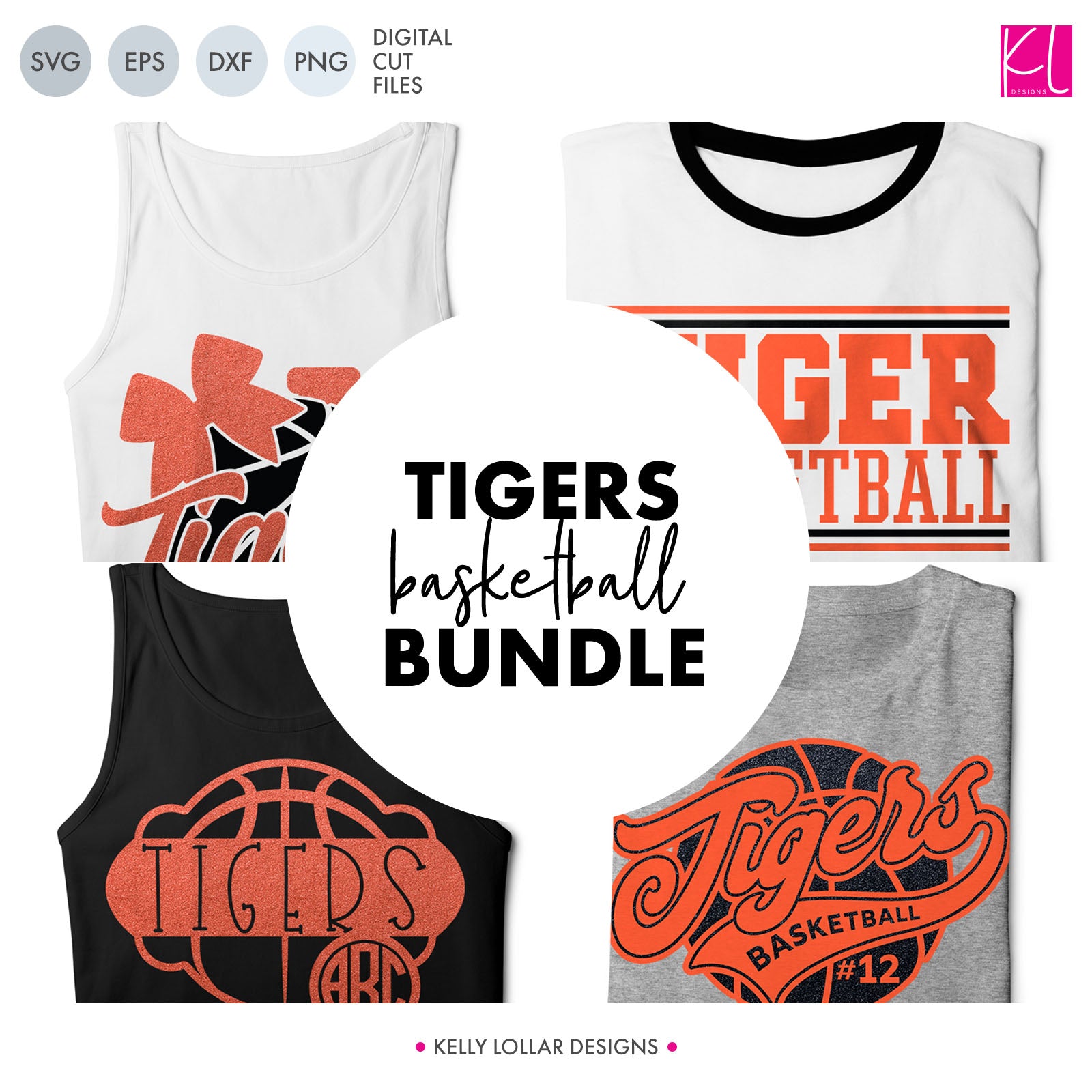 Tigers Basketball Bundle  SVG DXF EPS PNG Cut Files - Kelly