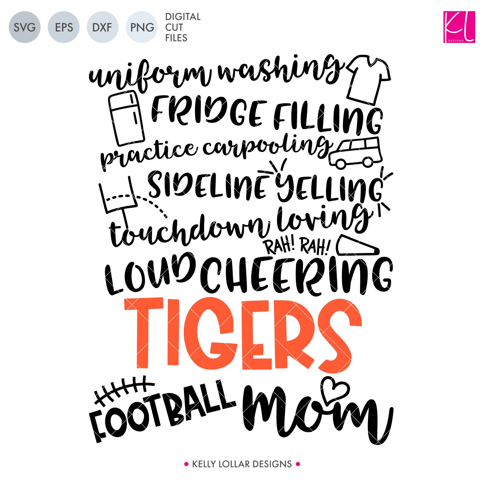 Tigers Cheer Bundle  SVG DXF EPS PNG Cut Files - Kelly Lollar Designs