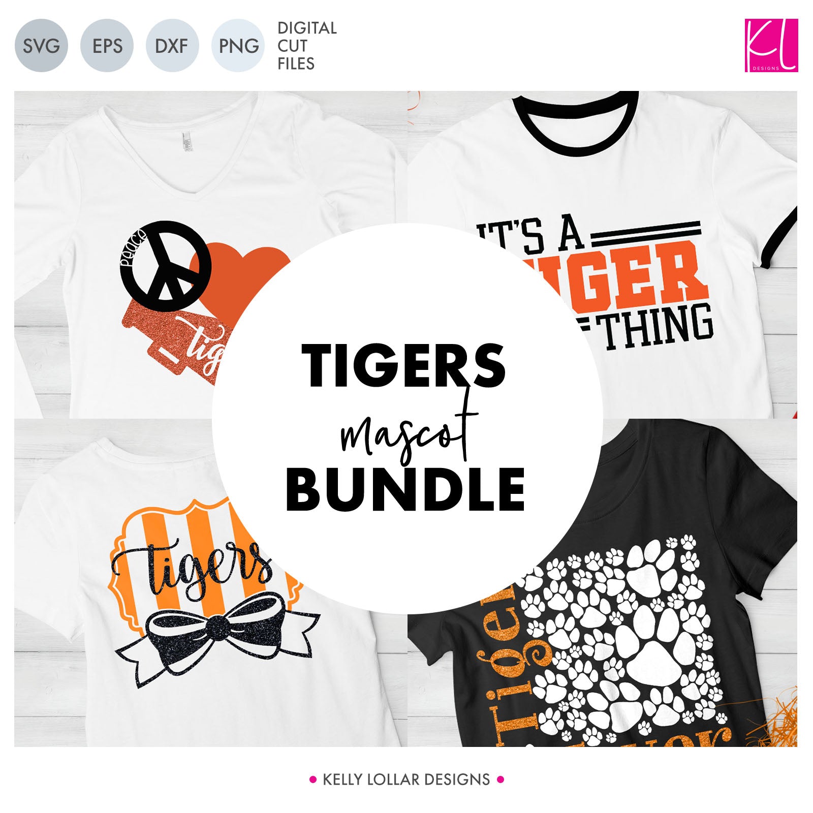 Tigers Mascot Bundle  SVG DXF EPS PNG Cut Files - Kelly Lollar