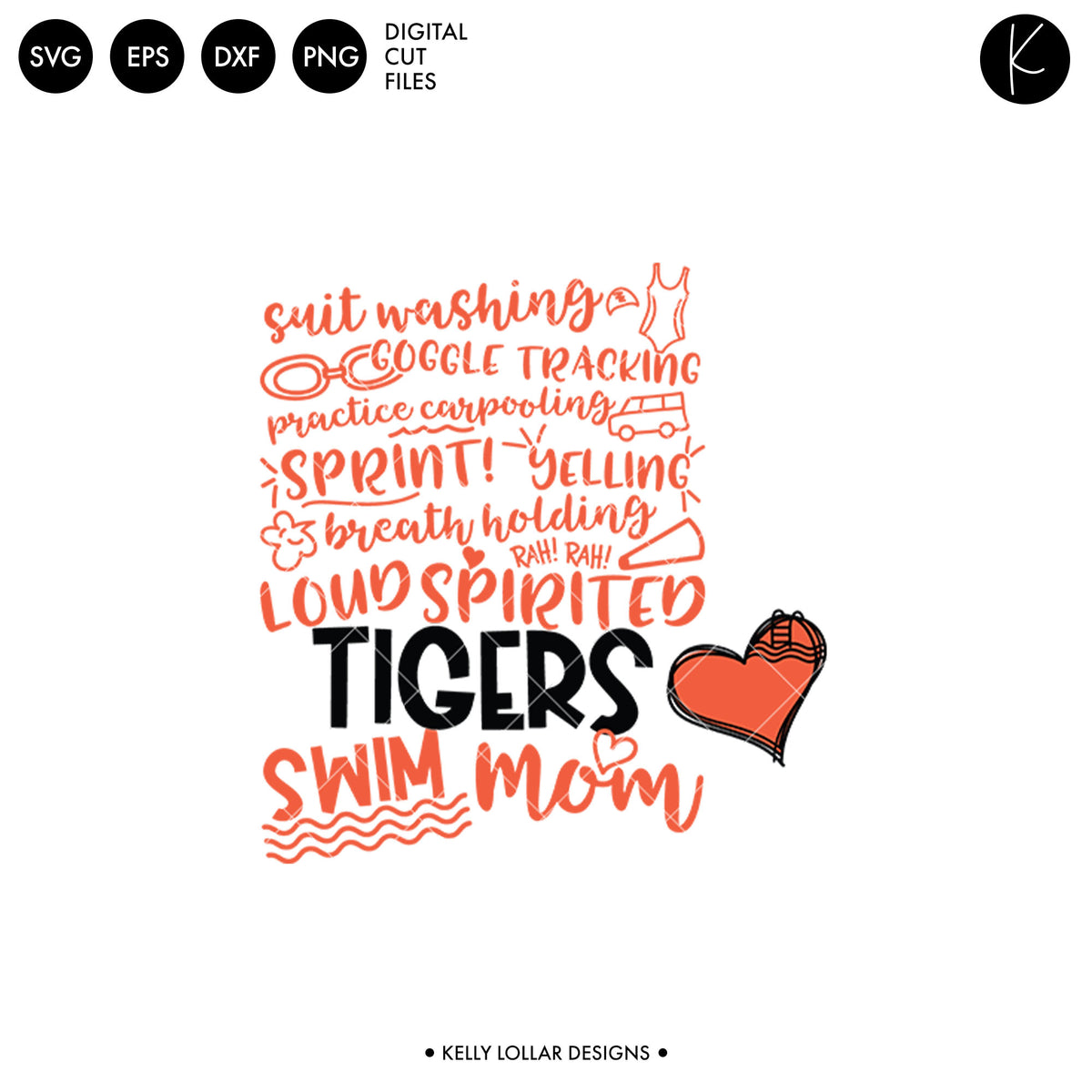 Tigers Swim Bundle | SVG DXF EPS PNG Cut Files