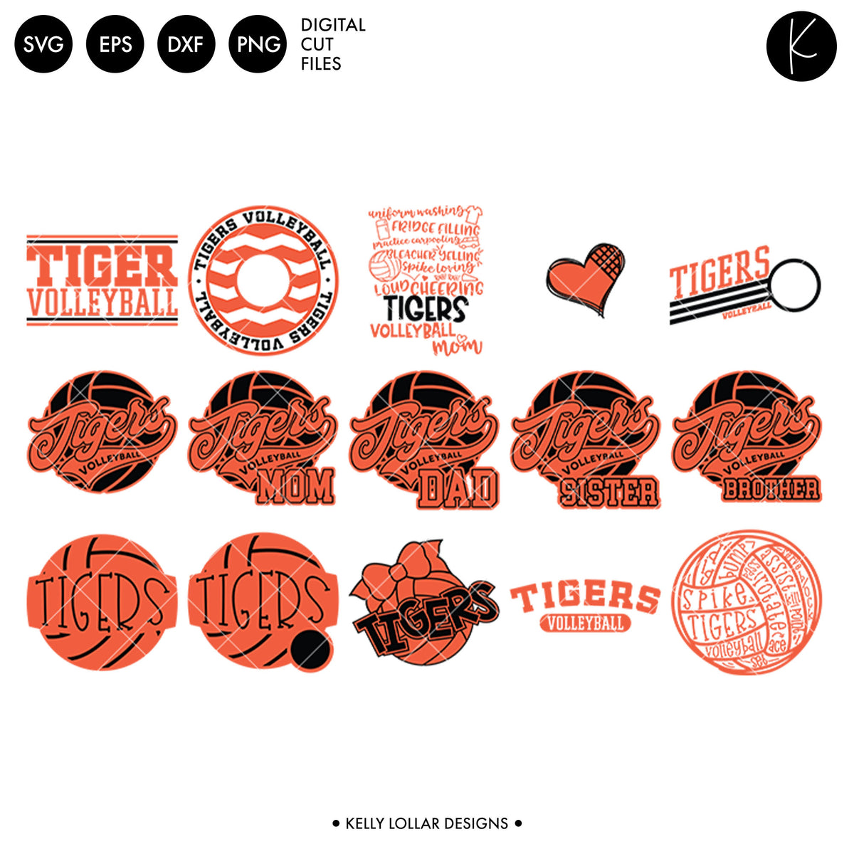 Tigers Volleyball Bundle | SVG DXF EPS PNG Cut Files