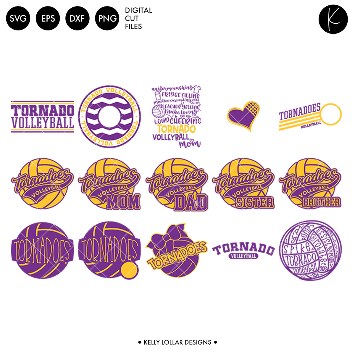 Tornadoes Volleyball Bundle | SVG DXF EPS PNG Cut Files