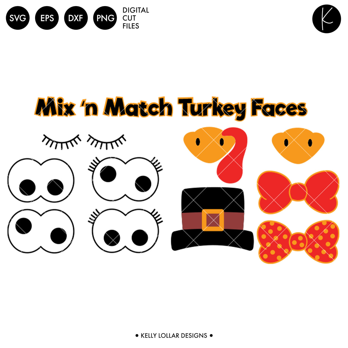 Turkey Faces Pack | SVG DXF EPS PNG Cut Files