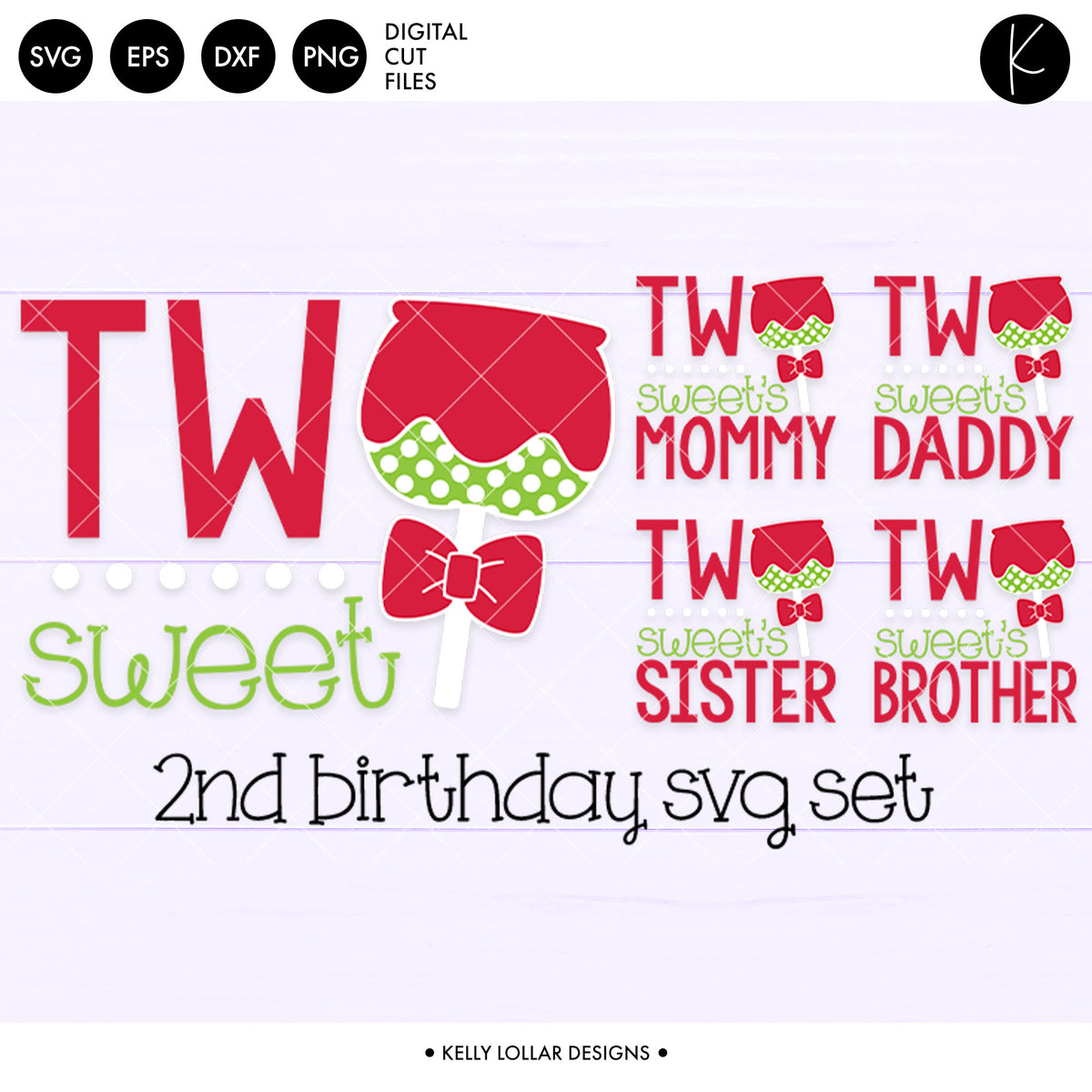 Two Sweet Second Birthday Set | SVG DXF EPS PNG Cut Files