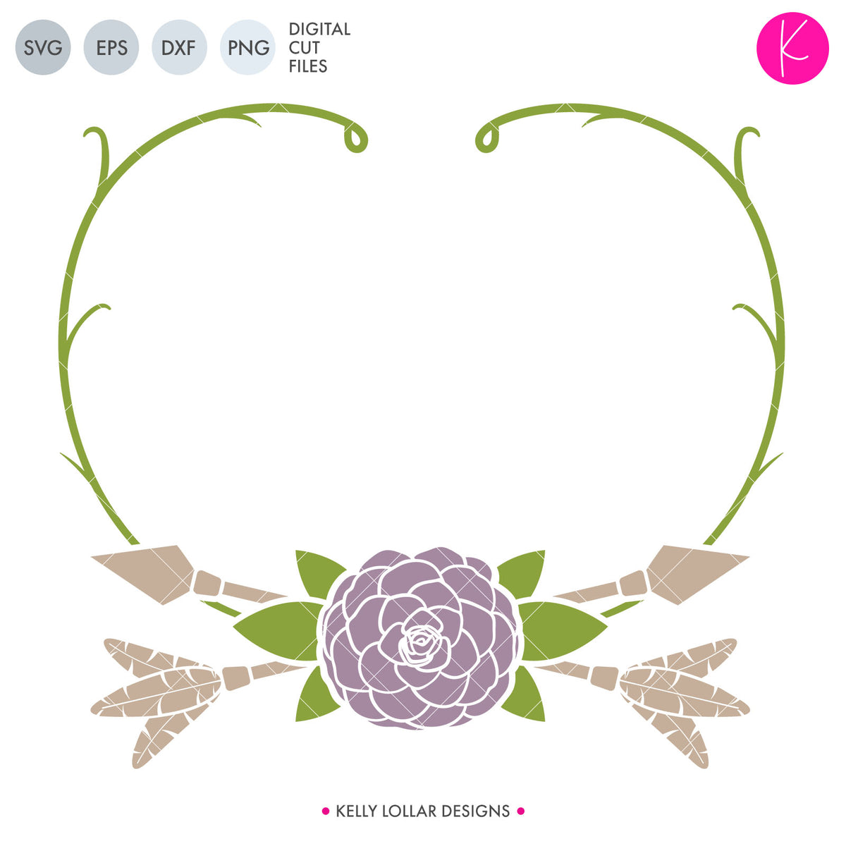 Flower and Vine Frame | SVG DXF EPS PNG Cut Files