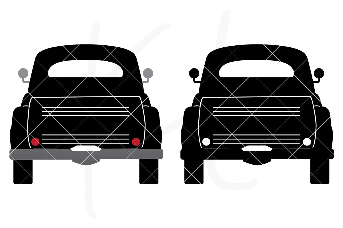Solid Rear View Vintage Truck svg pack includes 2 versions - multi-color or single color