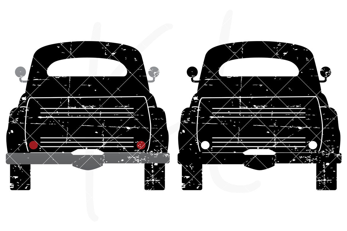 Distressed Rear View Vintage Truck svg pack includes 2 versions - multi-color or single color