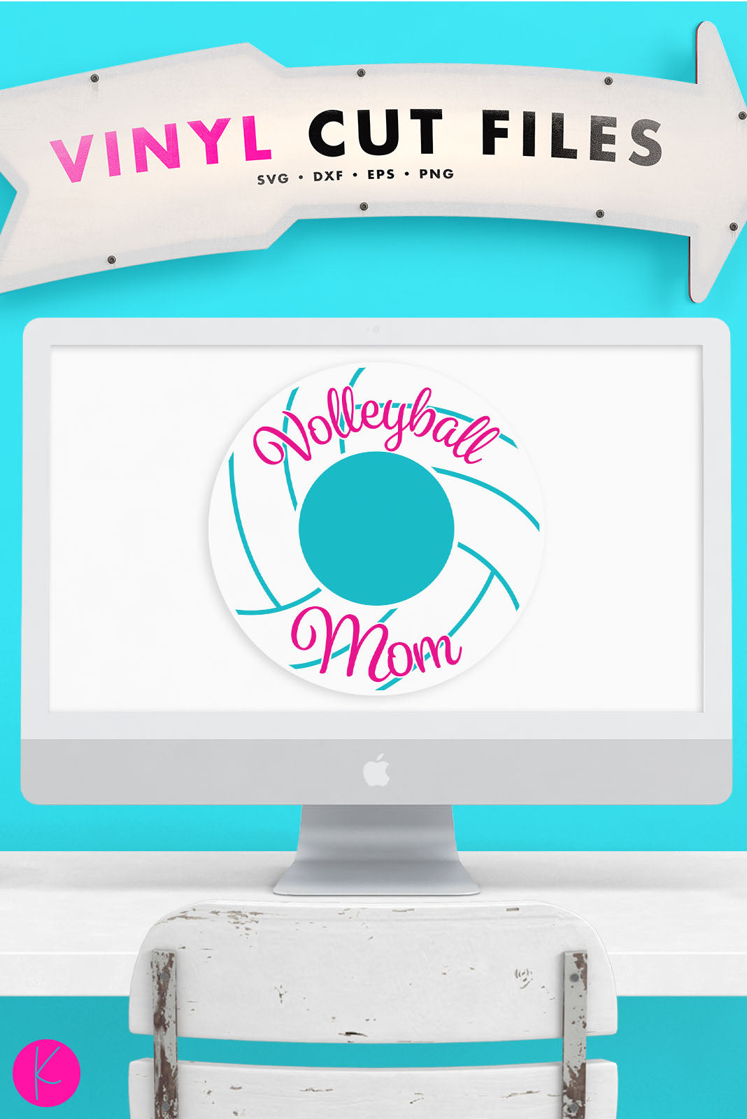 Volleyball Mom Monogram Frame | SVG DXF EPS PNG Cut Files