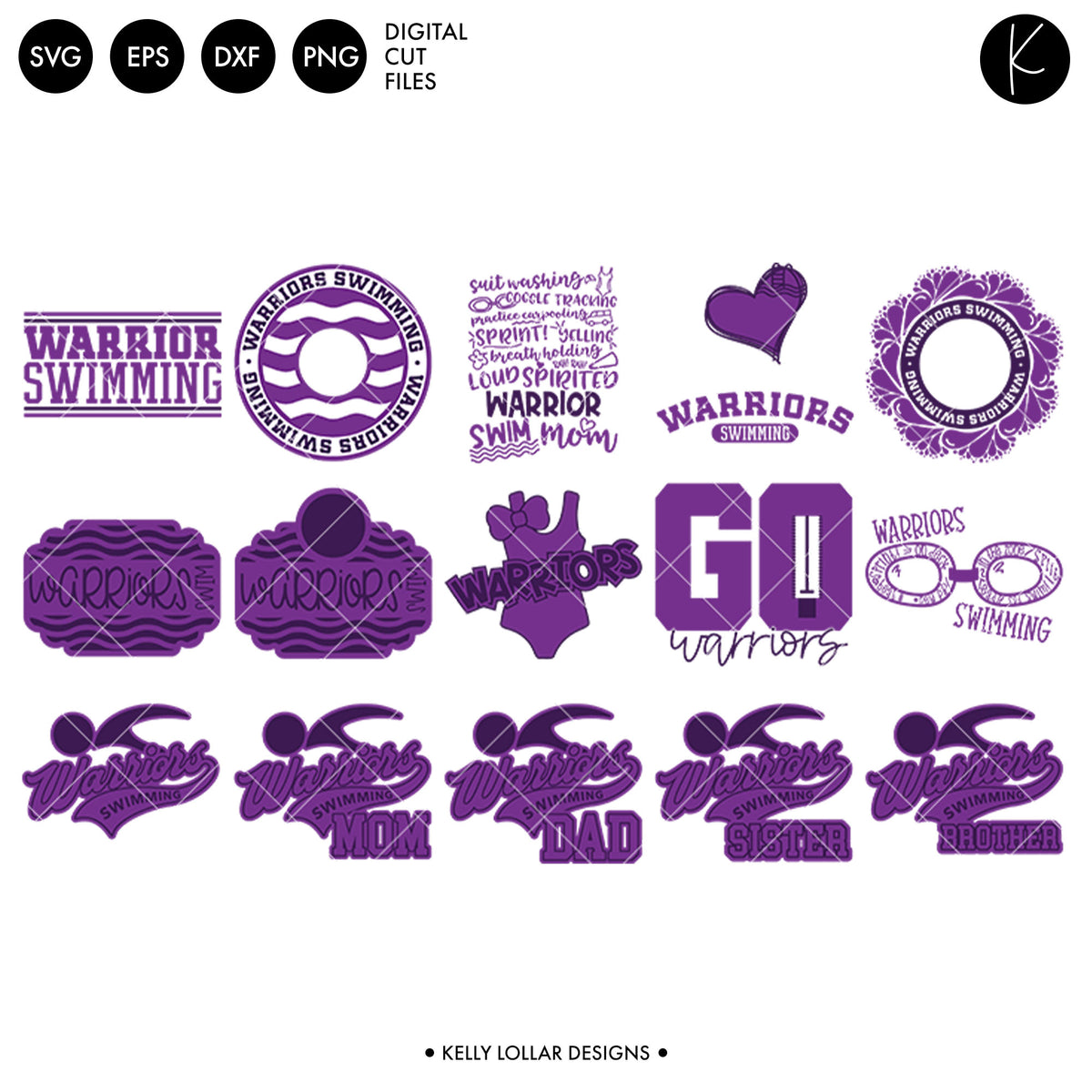 Warriors Swim Bundle | SVG DXF EPS PNG Cut Files