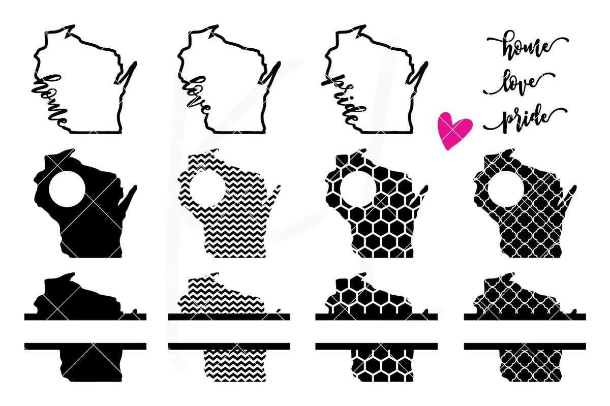 Wisconsin State Bundle | SVG DXF EPS PNG Cut Files