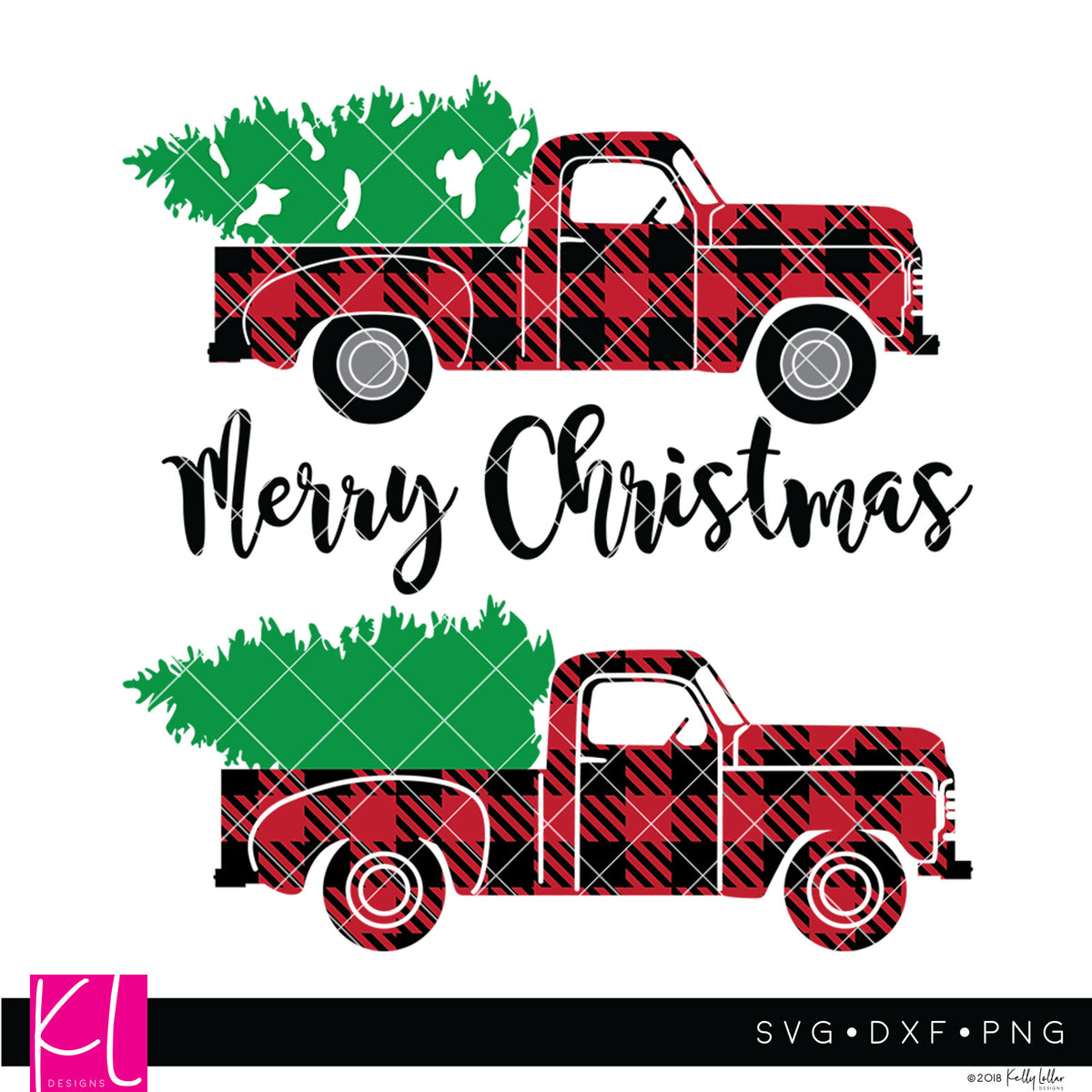Buffalo Plaid svg pack of the Vintage Red Christmas Truck - 3 versions included