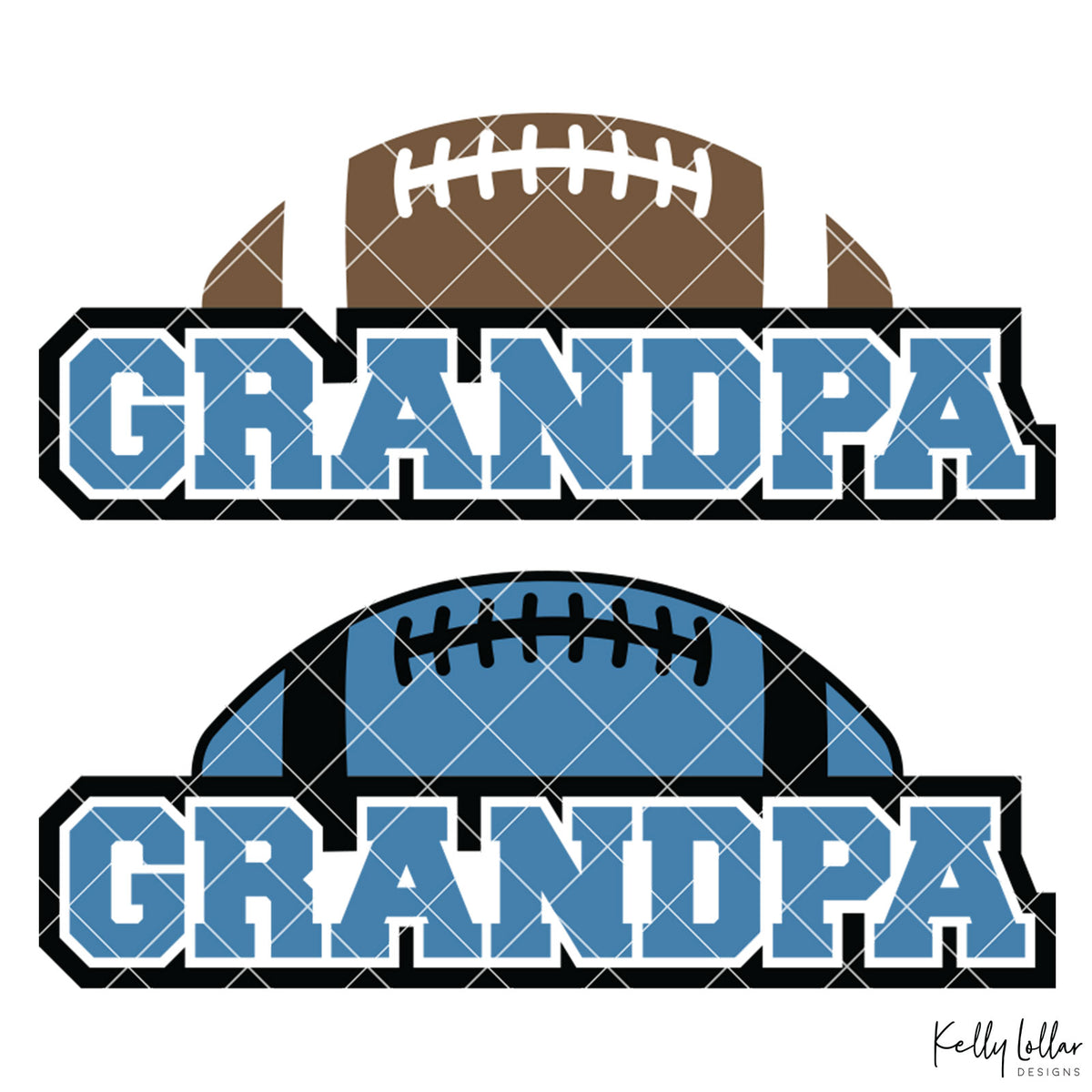 Football Grandpa | 2 and 4 Colors Options Plus Bonus Football Helmet Monogram | SVG DXF PNG Cut Files