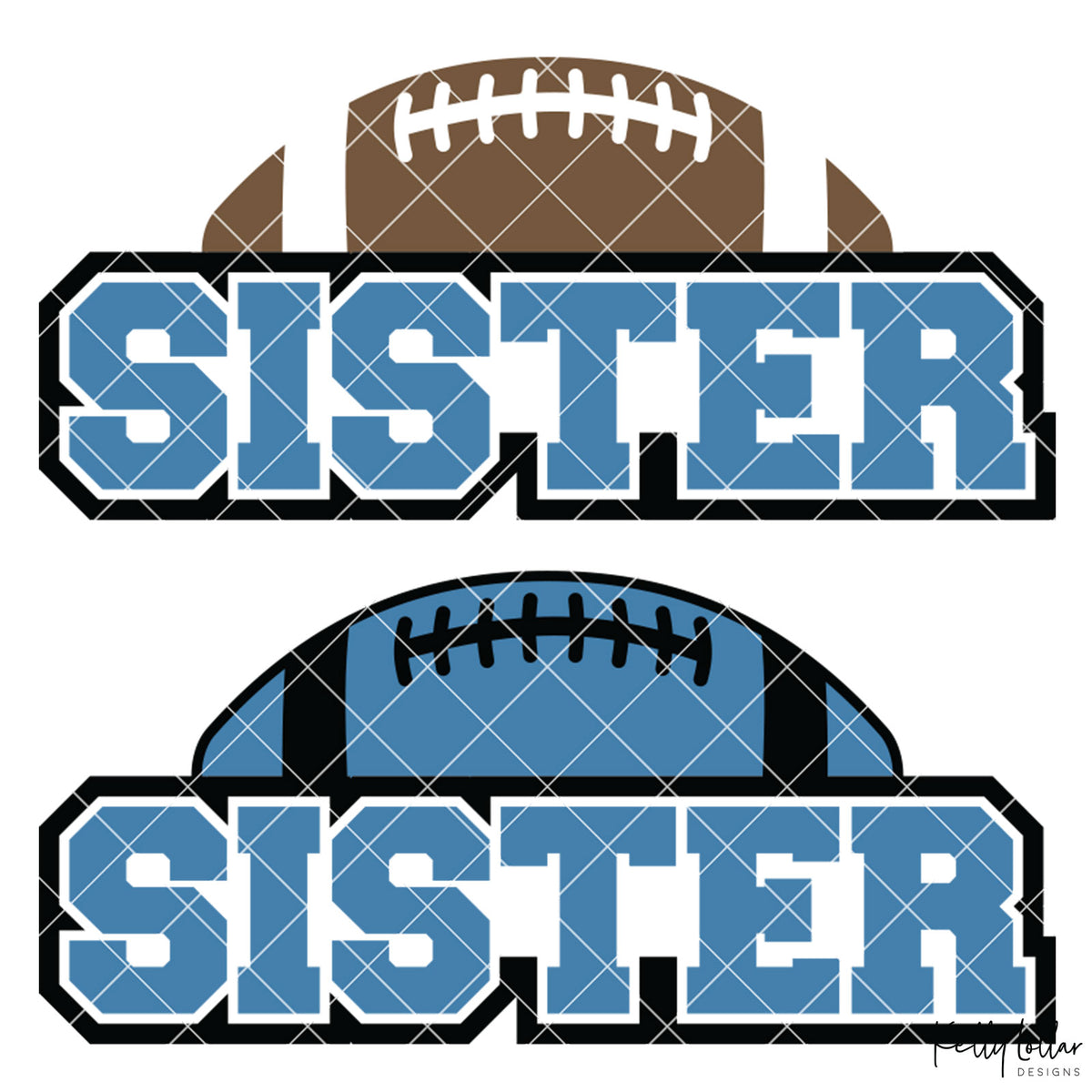 Football Sister | 2 and 4 Colors Options Plus Bonus Football Helmet Monogram | SVG DXF PNG Cut Files