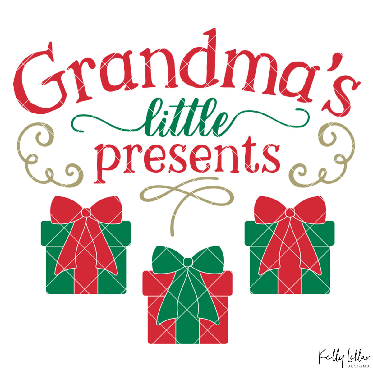 Grandma&#39;s Little Presents| Christmas Shirt Design for Grandma with Gift Boxes for Children&#39;s Names | SVG DXF PNG Cut Files