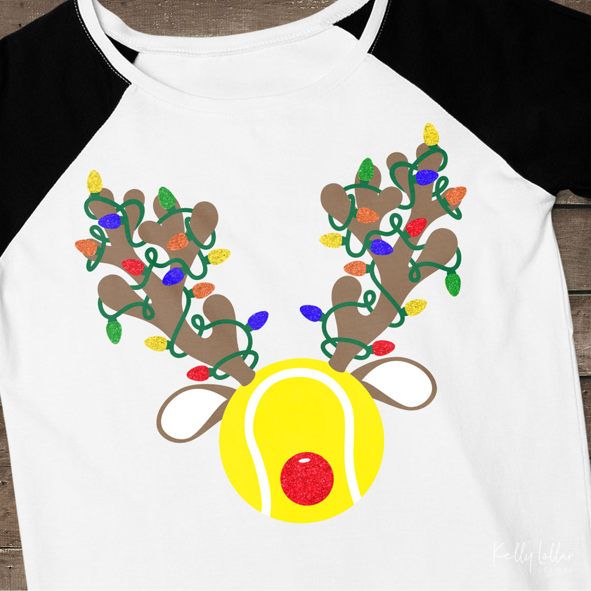 Christmas Light Wrapped Reindeer Antlers and Ears on a Tennis Ball for Holiday Shirts and Decor | SVG DXF PNG Cut Files