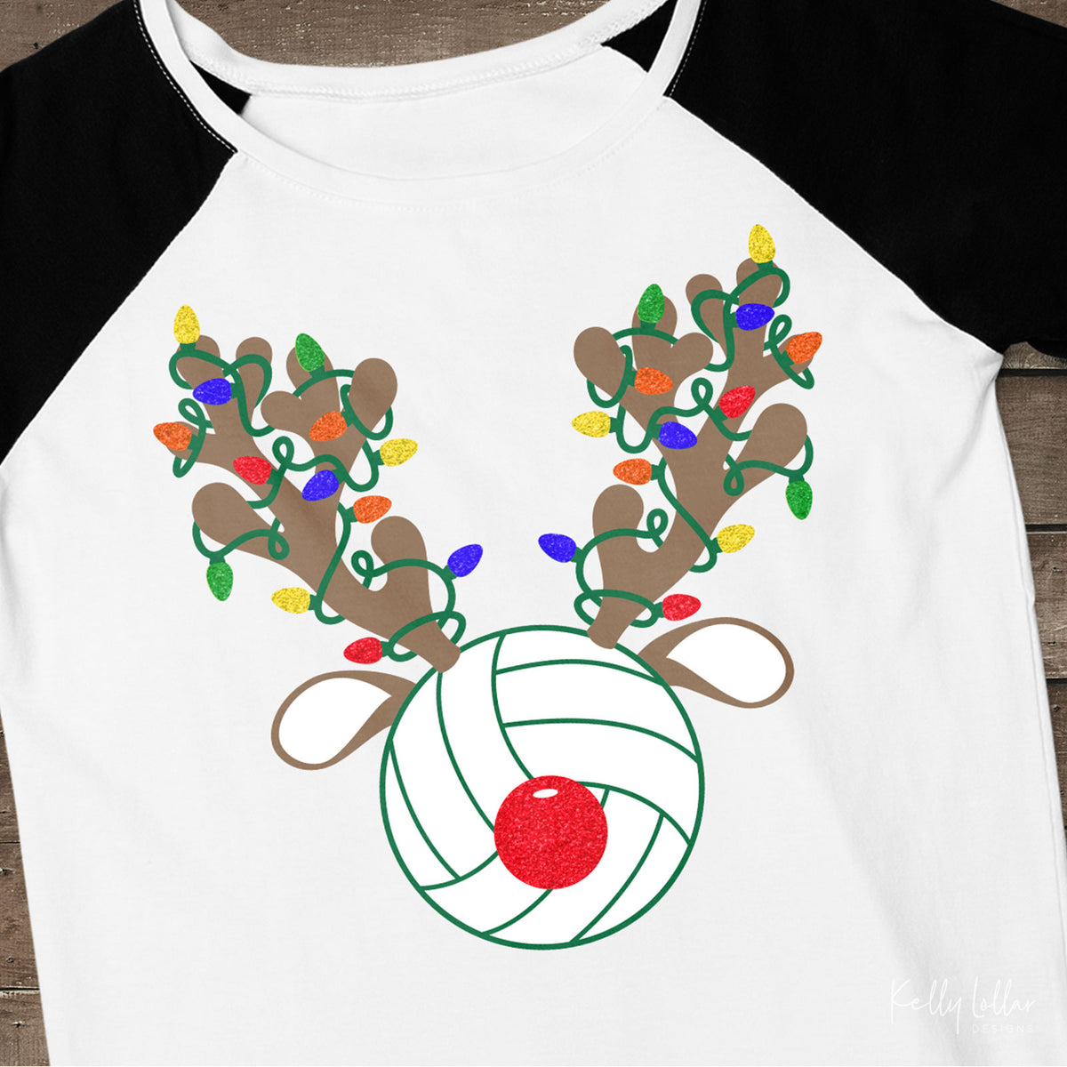Christmas Light Wrapped Reindeer Antlers and Ears on a Volleyball for Holiday Shirts and Decor | SVG DXF PNG Cut Files