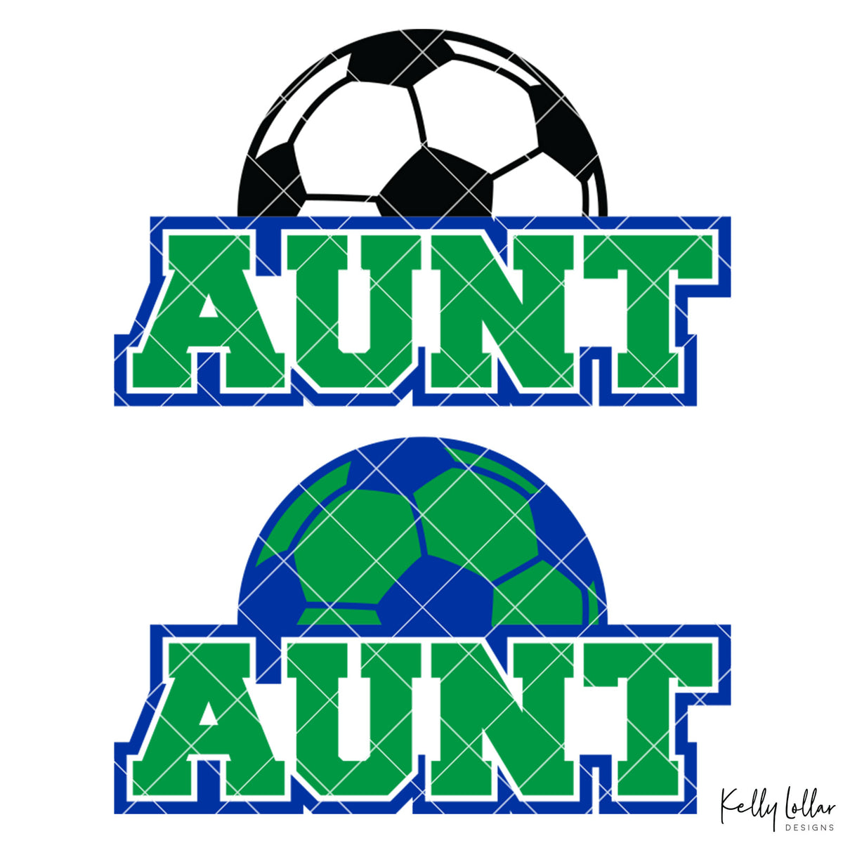 Soccer Aunt |  2 and 4 Colors Options Plus Bonus Soccer Ball Monogram | SVG DXF PNG Cut Files