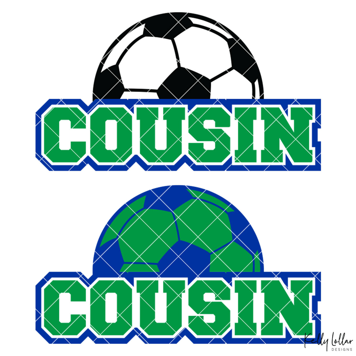 Soccer Cousin |  2 and 4 Colors Options Plus Bonus Soccer Ball Monogram | SVG DXF PNG Cut Files