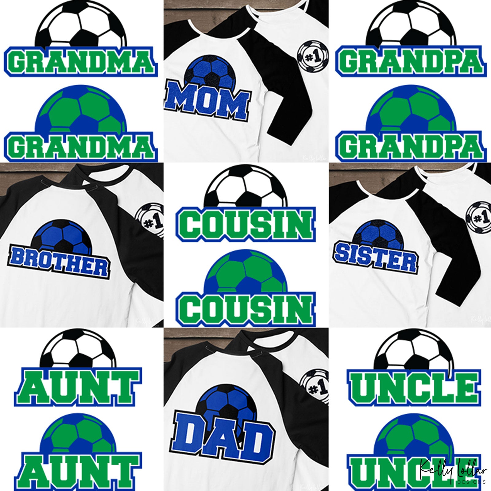 Family Soccer Bundle | Family Member Names with Matching Soccer Ball Monogram Frame | SVG DXF PNG Cut Files
